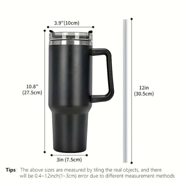 New never used insulated BLACK tall similar to Stanley cup with handle - Picture 2 of 4